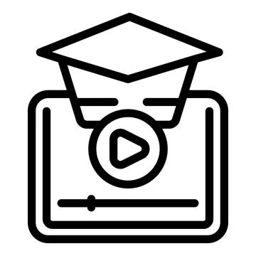 Online video icon outline vector. Study learn イラスト素材