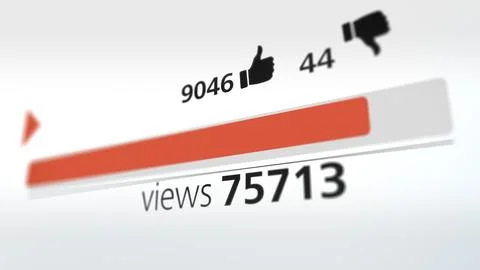Online video interface showing high view count, likes and engagement bar, Stock Illustration