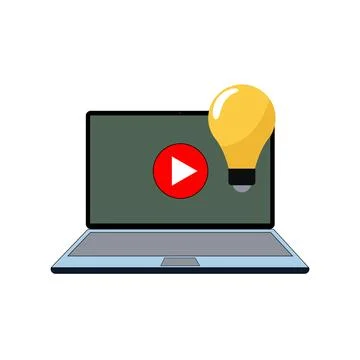 Online video learning and digital idea concept on laptop screen Stockillustratie
