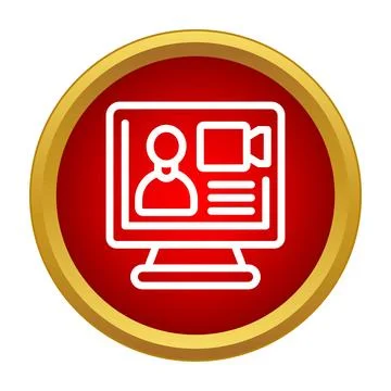 Online video meeting application interface on monitor screen Stock Illustration