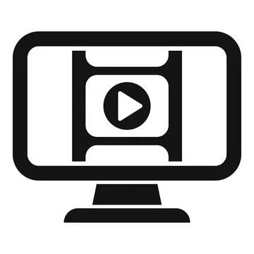 Online video play icon on computer screen Stock Illustration