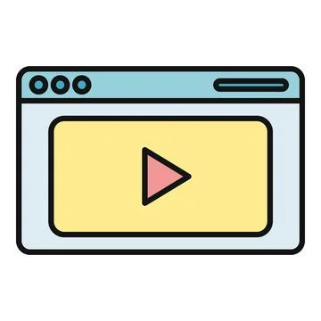 Online video player browser window showing media streaming Stock Illustration