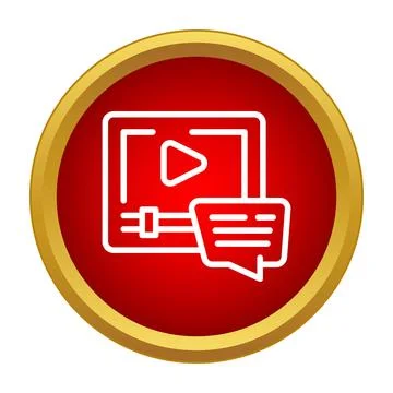Online video player with chat bubble icon 스톡 일러스트