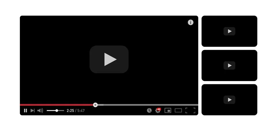 Online video player concept template for web and mobile apps flat style isolated Stock Illustration
