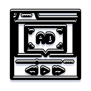 Online video player displaying digital advertisement popup content Stock Illustration