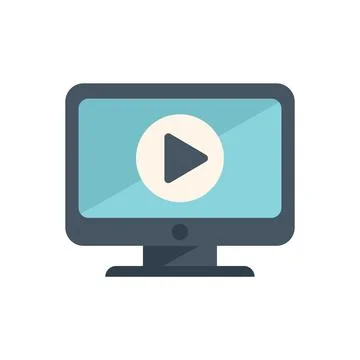 Online video player icon flat vector. Distance study 스톡 일러스트