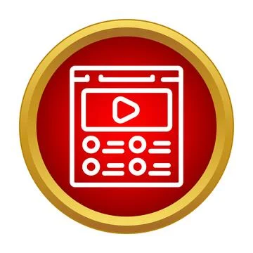 Online video player interface displaying website content icon 스톡 일러스트