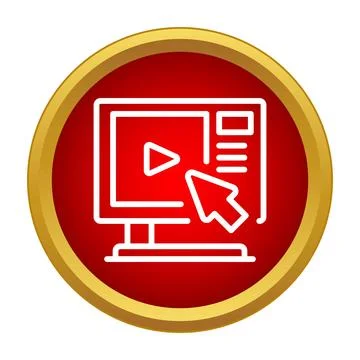 Online video player showing cursor clicking play button Stock Illustration