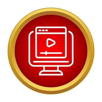 Online video player streaming media on computer icon Stock-Illustration