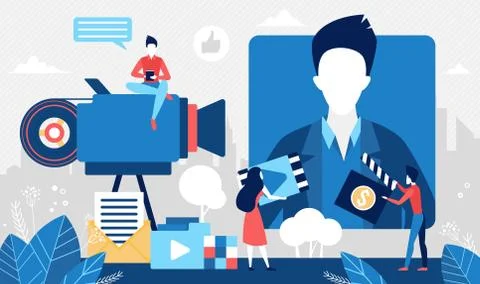 Online video stream concept, multimedia cinema entertainment Illustrazione stock
