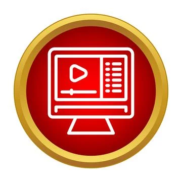 Online video streaming on desktop computer monitor Stock Illustration
