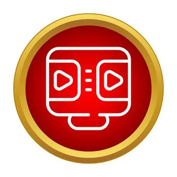 Online video streaming platform interface with play buttons Illustrazione stock