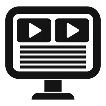 Online video streaming tutorial computer monitor icon Stock Illustration
