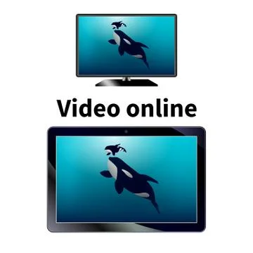 Online video on the tablet Stock Illustration