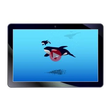 Online video on the tablet Stock Illustration