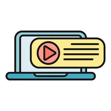 Online video tutorial or webinar on laptop Stock Illustration