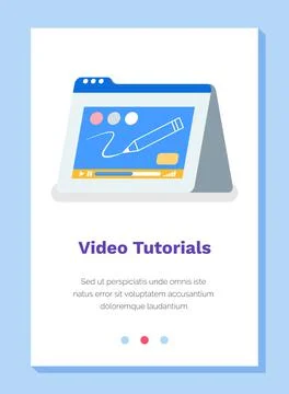 Online video tutorials concept. Website landing page template. Working with a Stock Illustration