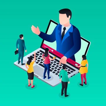 Online video webinar concept background, isometric style Stock Illustration