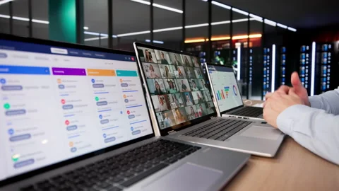 Online Videoconference Meeting On Computer Stock Footage 328391431