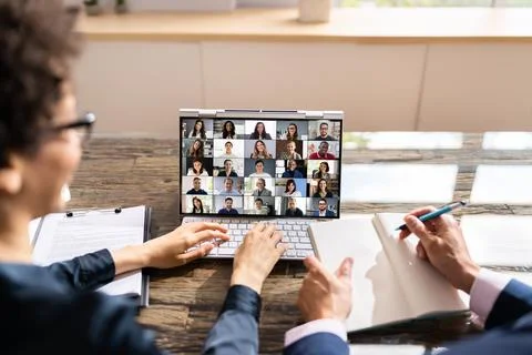 Online Virtual Lecture Or Tutorial Meeting 스톡 사진