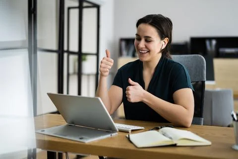 Online Virtual Video Interview Call Stock Photos