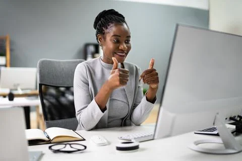 Online Virtual Video Interview Call Stock Photos
