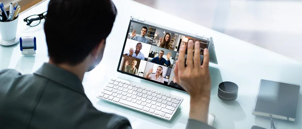 Online Virtual Video Interview Stock Photos