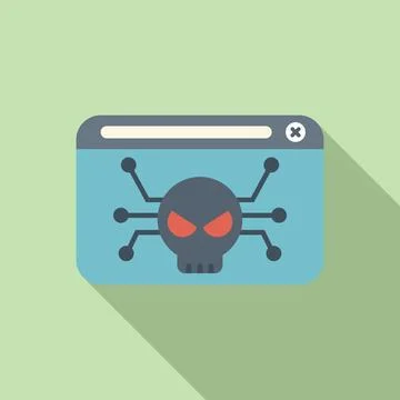 Online virus icon flat vector. Error malware Illustrazione stock