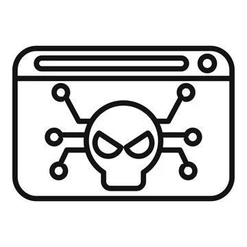 Online virus icon outline vector. Error malware Illustrazione stock
