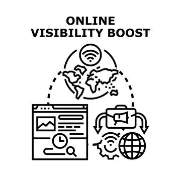 Online visibility boost concept for internet marketing Stockillustratie