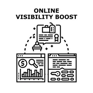 Online visibility boost developing marketing strategy Ilustração Stock