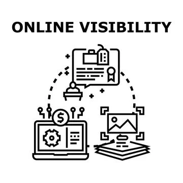 Online visibility developing digital marketing strategy concepts Stock Illustration