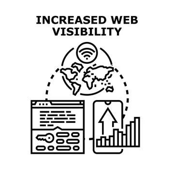 Online visibility increasing with global digital marketing strategy Stock Illustration