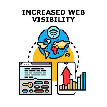 Online visibility increasing with global digital marketing strategy Stock Illustration