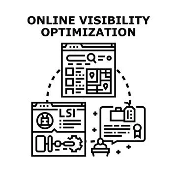 Online visibility optimization process achieving digital marketing success Illustrazione stock