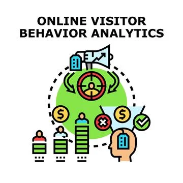 Online visitor behavior analytics optimizing digital marketing strategy Illustrazione stock