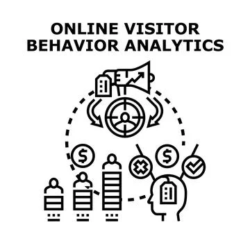 Online visitor behavior analytics optimizing digital marketing strategy Illustrazione stock