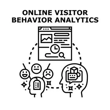 Online visitor behavior analytics studying customer experience Stock Illustration