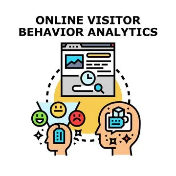 Online visitor behavior analytics studying customer experience Stock Illustration