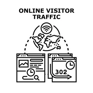 Online visitor traffic analyzing global internet website data Stock Illustration