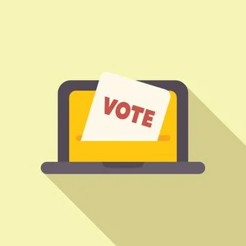 Online vote using laptop computer putting paper in slot Stock Illustration