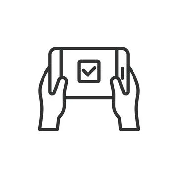 Online voting app, icon in line design. Voting app, digital, mobile, electronic Stock-Illustration
