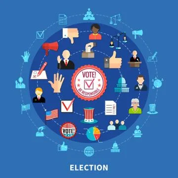 Online Voting Circular Icons Set Illustrazione stock