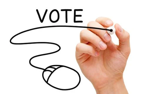 Online Voting Computer Mouse Concept Stockfoto's