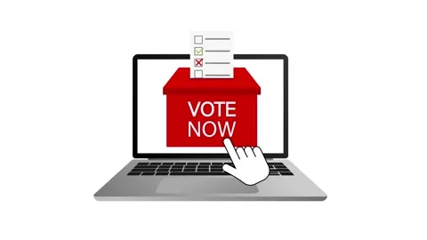 Online voting concept with ballot box on laptop screen Stock Footage 319027807