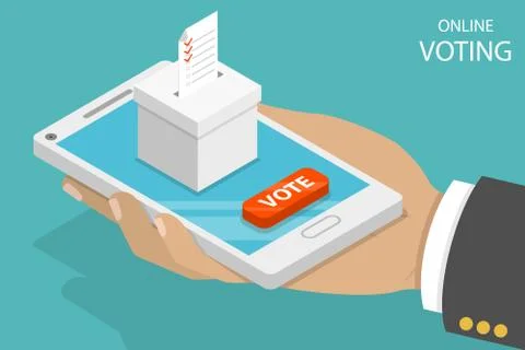 Online voting flat isometric vector concept. Stock Illustration