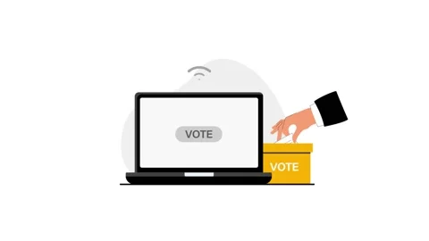 Online Voting with Laptop. E-Voting, Digital Elections Concept Animation Stock Footage 337122412