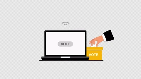 Online Voting with Laptop. E-Voting, Digital Elections Animation - Transparent Stock Footage 337122730