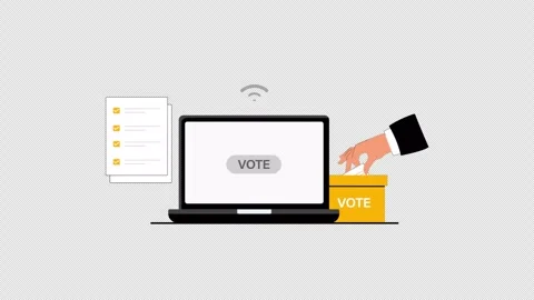 Online Voting with Laptop. E-Voting Concept Animation Video - Transparent 스톡 동영상 337123297