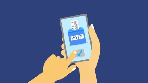 Online Voting on Smartphone Flat Animation Stock Footage 336724064